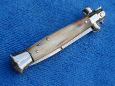  9"  Italian Stiletto Genuine French tip blond-Horn Handles- SS Bayonet Grind Blade II