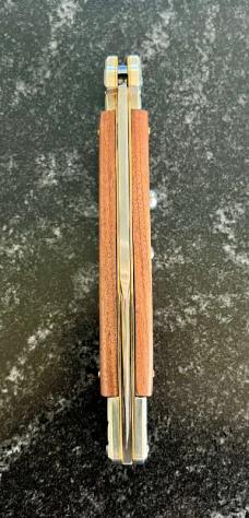 AGA Campolin 11 Inch Maltese Cross Switchblade Knife, Cocobolo Wood, Italy, Unused 