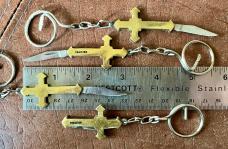 Vintage Crucifix Cross Keychain Miniature Knife, Pakistan, Unused