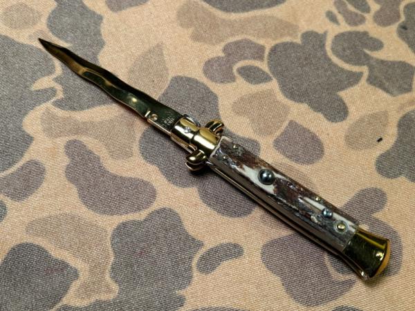 VTG RARE EDGECO 14k Gold Plated 9” Kris Stiletto Stag Limited Edition MINT NOS 23cm Edge Company 80s