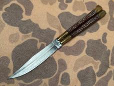Vtg Phillipines Original Balisong Jigged bone brass 9” Butterfly knife Hand forged VINTAGE EXC