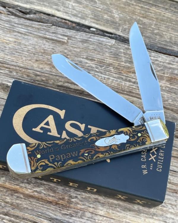 CASE XX ** SFO 2024 ANTIQUE BONE "WORLD'S GREATEST PAPAW" TRAPPER CASE XX ** SFO 2024 ANTIQUE BONE "WORLD'S GREATEST PAPAW" TRAPPER