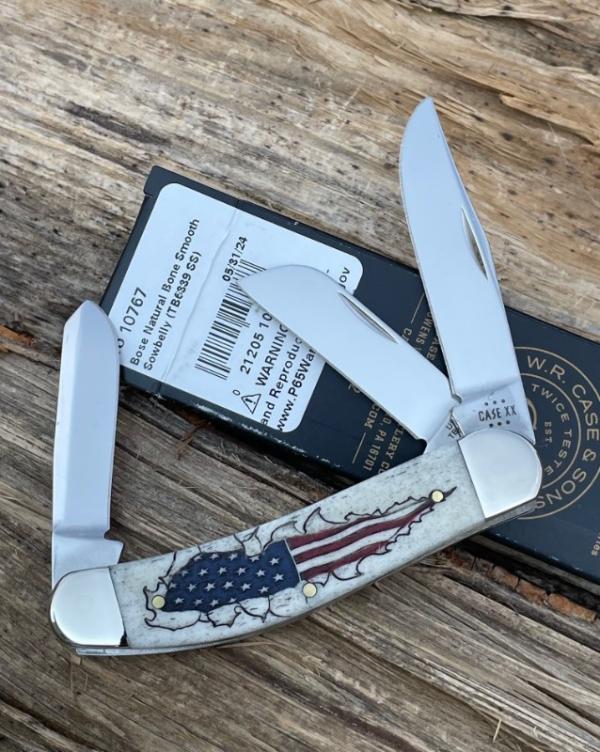 CASE XX ** 2024 SHOT SHOW SPECIAL FLAG EMBELLISHED SMOOTH NATURAL BONE SOWBELLY CASE XX ** 2024 SHOT SHOW SPECIAL FLAG EMBELLISHED SMOOTH NATURAL BONE SOWBELLY