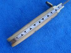 New 9"  Leverlock Automatic switchblade knife Camel bone  Handles Damascus blade filework backspring