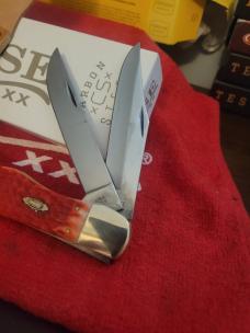 Case xx carbon steel dark red folding hunter