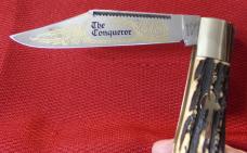 SHOUSE & HARDIN GERMANY FOLDING HUNTER THE CONQUEROR AXE SHIELD GENUINE STAG CHECK OR MONEY ORDER