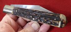  SHOUSE & HARDIN GERMANY FOLDING HUNTER THE CONQUEROR AXE SHIELD GENUINE STAG CHECK OR MONEY ORDER