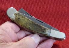 AMERICAN BLADE COLLECTORS 1987 DAMASCUS SADDLE HORN TRAPPER KNIFE #879 ( CHECK OR MONEY ORDER )