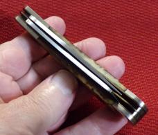 AMERICAN BLADE COLLECTORS 1987 DAMASCUS SADDLE HORN TRAPPER KNIFE #879 ( CHECK OR MONEY ORDER )