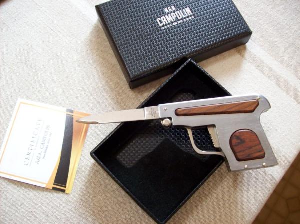 A.G.A. Campolin Rare Italian Gun Knife Cocobolo Serial # 147 UNUSED W/Box A.G.A. Campolin Rare Italian Gun Knife Cocobolo Serial # 147 UNUSED W/Box