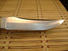 SCHRADE UNCLE HENRY 153UH GOLDEN SPIKE VINTAGE 1980'S FIXED BLADE CARBON STEEL KNIFE, SHEATH & STONE