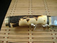 SCHRADE UNCLE HENRY 153UH GOLDEN SPIKE VINTAGE 1980'S FIXED BLADE CARBON STEEL KNIFE, SHEATH & STONE