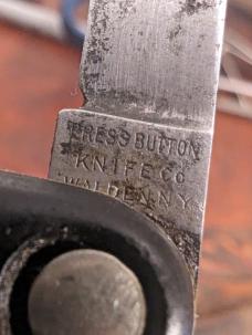 Press Button Knife Company -Walden Knife Co - Black Handle Pen Knife 