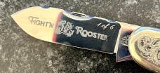 Beautiful Fight'N Rooster By Graham Clayton Mother Of Pearl Canoe 2 Blade Knife, Sheffield England