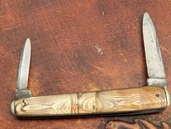 W Bingham Celluloid Wood Grain Handle 2 Blade Pen Knife - Cleveland, OH