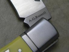 A.G. Russell Yellow Lockback Gunstock Knife 