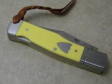 A.G. Russell Yellow Lockback Gunstock Knife 