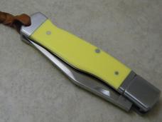 A.G. Russell Yellow Lockback Gunstock Knife 