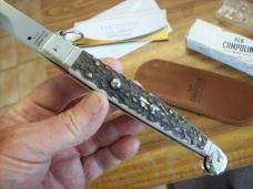 A.G.A. Campolin "The Sicilian" 12" Fighting Knife Maniago, Italy Genuine Stag/Antler UNUSED NIB.