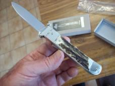 Hubertus Knife Shellpuller Patronenzieher Solingen Germany Stag/Antler Large Size 11 UNUSED NIB.