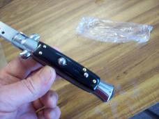  AKC Italy 9 Inch Stiletto Automatic W/Bayonet Blade Black Composition UNUSED!