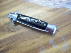  AKC Italy 9 Inch Stiletto Automatic W/Bayonet Blade Black Composition UNUSED!