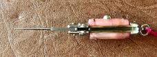 Pink Imitation Mother Of Pearl Miniature Keychain Switchblade Knife, Older Style From Italy