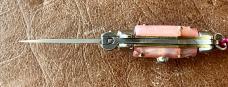 Pink Imitation Mother Of Pearl Miniature Keychain Switchblade Knife, Older Style From Italy