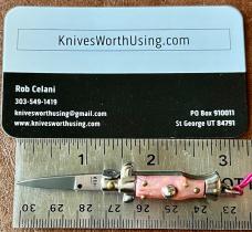 Pink Imitation Mother Of Pearl Miniature Keychain Switchblade Knife, Older Style From Italy