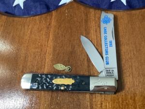 Case XX 1992 Razor Knife w Great Grey Bone Handles -Mdl# GY62005 RAZSS on its Orig plaque -Minty!