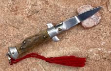 Rare Aluminum Frame Stag Miniature Keychain Switchblade Knife, Older Style From Italy