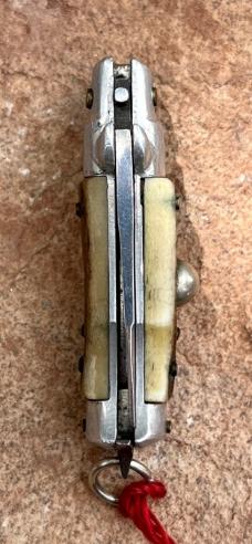 Rare Aluminum Frame Stag Miniature Keychain Switchblade Knife, Older Style From Italy