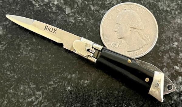 Rare Deerfoot Lever Lock Miniature Keychain Switchblade Knife, Japan, Unused 