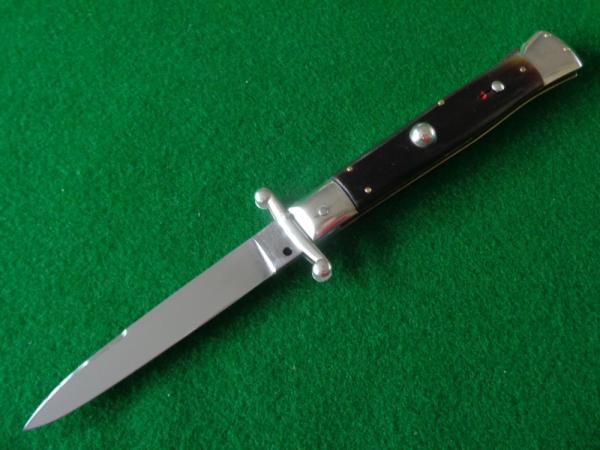 c. 1960's ITALY INOXID PATENT HORN Red DOT Swing Guard Lock Back Switchblade NICE ! 