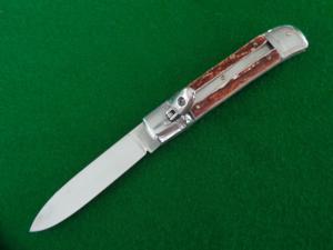 c. 1960's-70's OTHELLO Faux STAG Lever Lock Back Switchblade MINT !