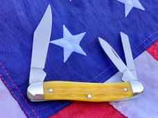 Vintage J A Henckels Whittler with Yellow Pick Bone Handles & Black Shield -NOS