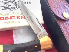1990 Case xx Shark Tooth Folding Hunter w/ Sweet Wood Handles (P197 L SSP) +Orig Sheath & Box -NOS
