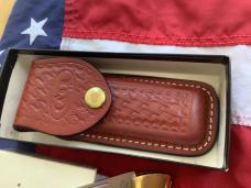 1990 Case xx Shark Tooth Folding Hunter w/ Sweet Wood Handles (P197 L SSP) +Orig Sheath & Box -NOS