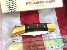 1990 Case xx Shark Tooth Folding Hunter w/ Sweet Wood Handles (P197 L SSP) +Orig Sheath & Box -NOS