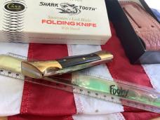 1990 Case xx Shark Tooth Folding Hunter w/ Sweet Wood Handles (P197 L SSP) +Orig Sheath & Box -NOS