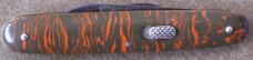 Vintage FLYLOCK 2 blade knife with red & grey celluloid handles