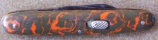 Vintage FLYLOCK 2 blade knife with red & grey celluloid handles