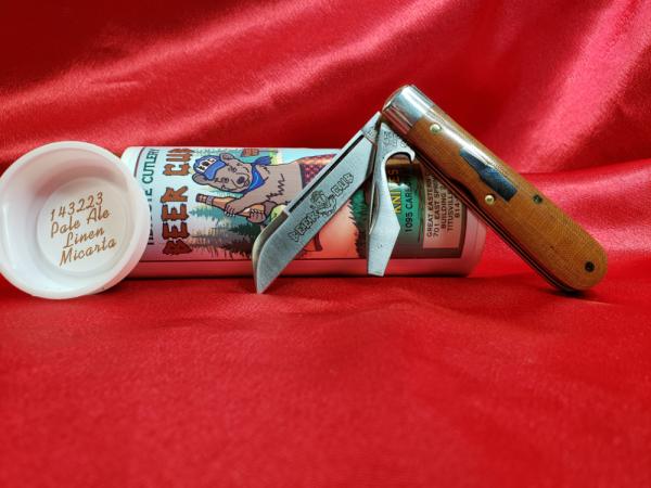 Great Eastern Cutlery 715222 Beer Cub, Pale Ale Linen Micarta. New, Mint in Tube with Pin!.
