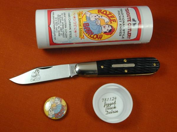 Great Eastern Cutlery GEC Jigged Black Delrin Rozee Bullet End Barlow Knife 781124 NIT Made In USA Great Eastern Cutlery GEC Jigged Black Delrin Rozee Bullet End Barlow Knife 781124 NIT Made In USA