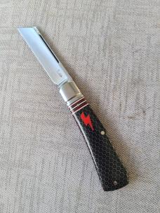 K'roo Striper Ctec Jackal...4" closed..Rwl34..filework..Black Ctec w BOLT shield..coa and slip