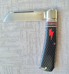 K'roo Striper Ctec Jackal...4" closed..Rwl34..filework..Black Ctec w BOLT shield..coa and slip