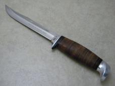 Case XX USA 1960's-70's Stacked Leather 316-5 SSP Tested XX Razor Edge Fixed Blade Sheath Knife