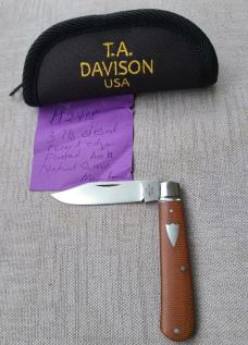 TA Davison Clip Jack..Cpm154...3 7/8" closed..Natural Canvas Micarta..#2418..Taco pouch 