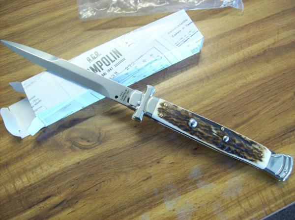 A. G. A. Campolin Maniago, Italy Maltese Cross Bayonet 11 Incher Lockback W/Genuine Stag/Antler NIB A. G. A. Campolin Maniago, Italy Maltese Cross Bayonet 11 Incher Lockback W/Genuine Stag/Antler NIB