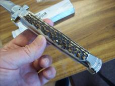 A. G. A. Campolin Maniago, Italy Maltese Cross Bayonet 11 Incher Lockback W/Genuine Stag/Antler NIB